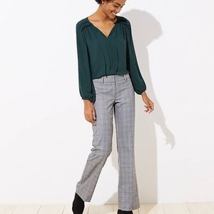 LOFT Houndstooth Plaid Marisa Trouser Long